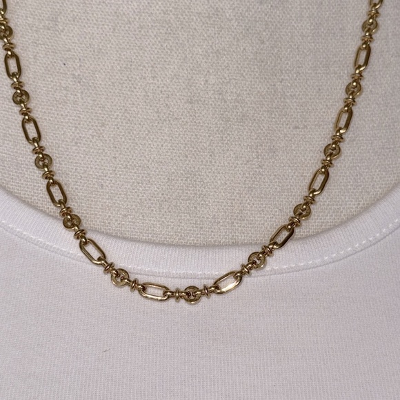 Vintage Monet Gold Tone 24" Fancy Link & Bead Chain Paperclip Necklace - Picture 2 of 7